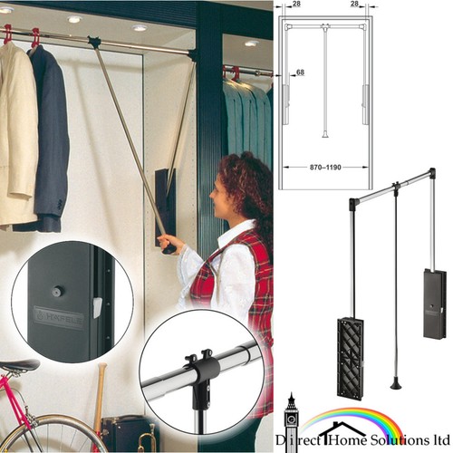 Hafele pull down wardrobe - down, rail